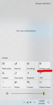 فعال كردن حالت AIRPLAN MODE