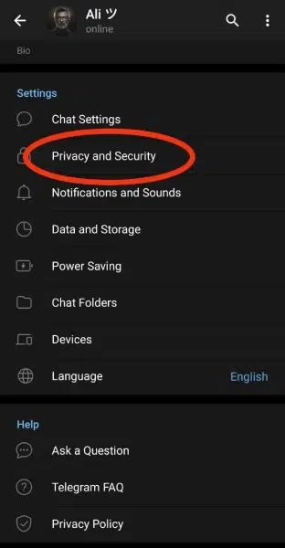 تنظیمات تلگرام
