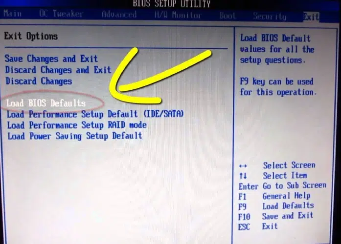 Load Default Settings- دلایل سیاه شدن صفحه