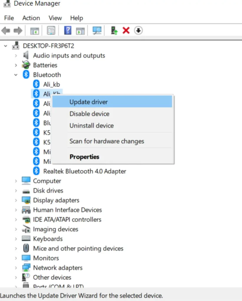 آپدیت درایور بلوتوث
