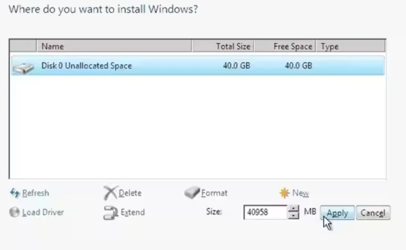 Drive 0 Unallocated Space