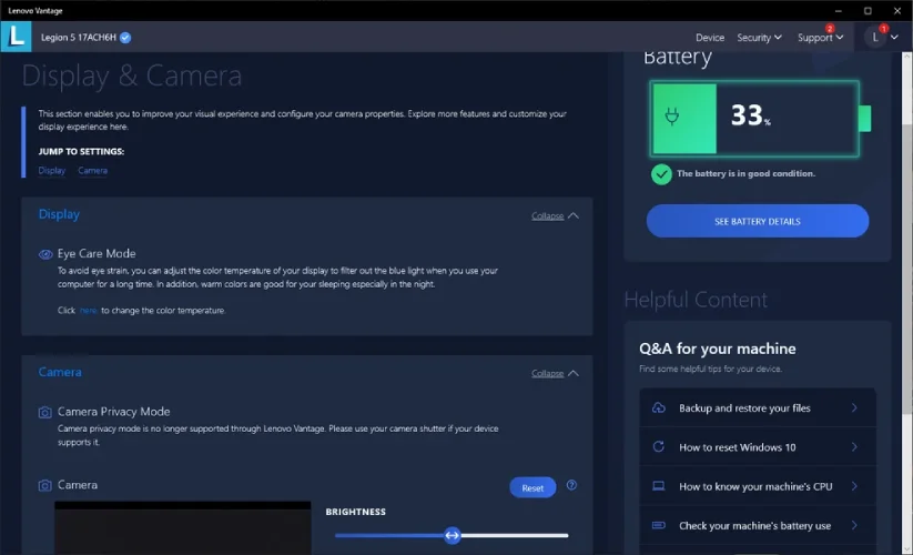 افزایش طول عمر باتری با Lenovo Vantage